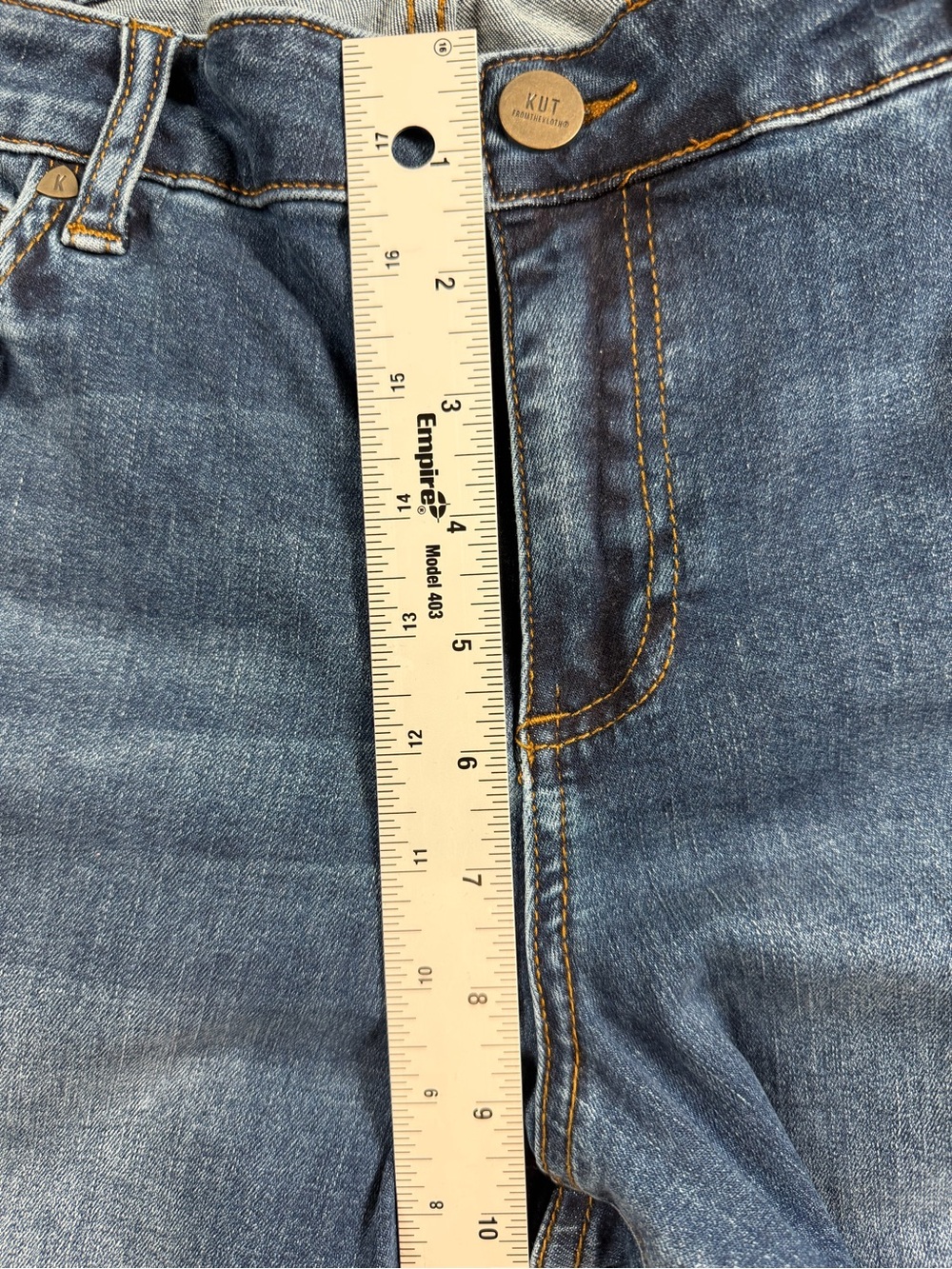 KUT From The Kloth Boyfriend Jeans 14 Mid Rise Straight Leg Stretch Whiskering - Picture 5 of 11